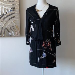 H&M - Black floral print dress with long sleeves
